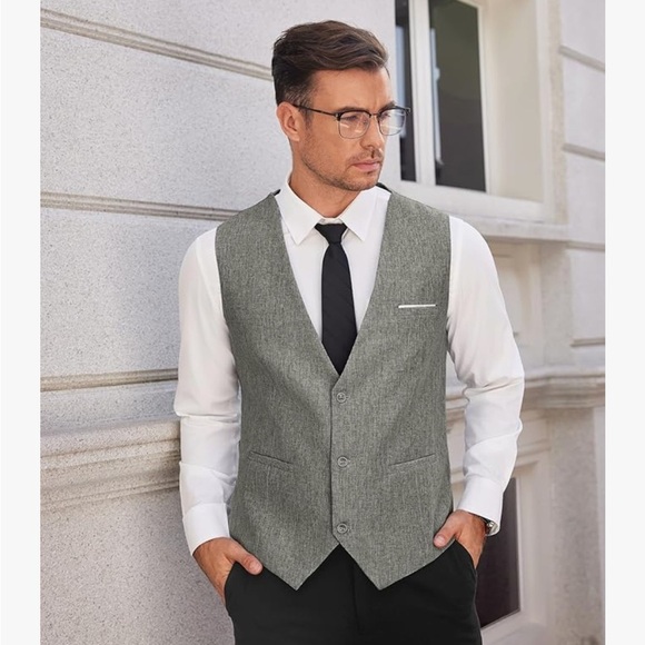 NWT Men's Coofandy Classic Gray Vest XL - Picture 3 of 6